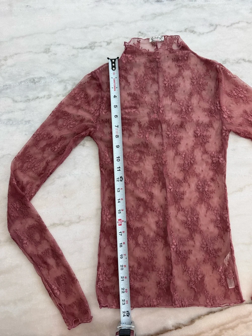 Free People Lady Lux Printed Layering Top Fawn Combo Long Sleeve Women Size S
